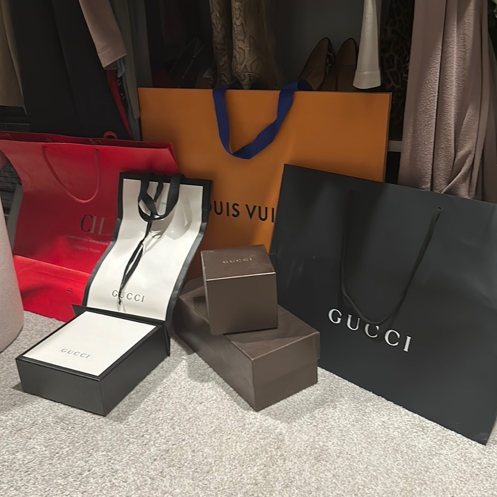 Louis Vuitton, Gucci, Carolina Herrera bags and boxes for sale! All authentic!!!